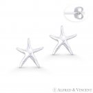 Starfish Ocean Sealife Animal Charm Oxidized .925 Sterling Silver Stud Earrings