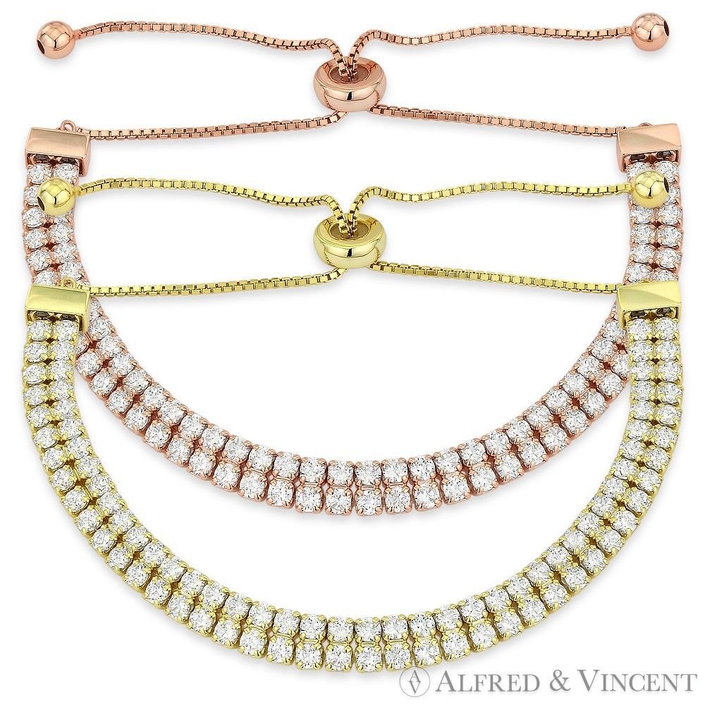 5.5mm Cubic Zirconia CZ Crystal 925 Sterling Silver Sliding Lock Tennis