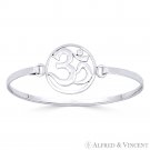 Om Aum Symbol Hindu Buddhist Sikh Charm Bangle Bracelet in .925 Sterling Silver Om Aum Symbol Hindu Buddhist Sikh Charm Bangle Bracelet in .925 Sterling Silver