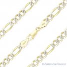 5mm Figaro Pave Link .925 Sterling Silver & 14k Yellow Gold Italy Chain Bracelet 5mm Figaro Pave Link .925 Sterling Silver & 14k Yellow Gold Italy Chain Bracelet