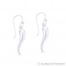 Italian Horn Evil Eye Luck Charm 925 Sterling Silver Dangling Drop Hook Earrings Italian Horn Evil Eye Luck Charm 925 Sterling Silver Dangling Drop Hook Earrings