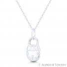Padlock "Locked in Love" Charm in 925 Sterling Silver 22x11mm Reversible Pendant Padlock "Locked in Love" Charm in 925 Sterling Silver 22x11mm Reversible Pendant