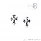 Coptic Medieval Cross Charm Tiny Stud Earrings in Oxidized .925 Sterling Silver Coptic Medieval Cross Charm Tiny Stud Earrings in Oxidized .925 Sterling Silver