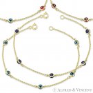 Evil Eye Turkish Nazar Greek Kabbalah 4mm Luck Charm Bracelet in 14k Yellow Gold Evil Eye Turkish Nazar Greek Kabbalah 4mm Luck Charm Bracelet in 14k Yellow Gold