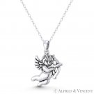 Cupid Angel Cherub Bow & Arrow Oxidized .925 Sterling Silver Love Charm Pendant Cupid Angel Cherub Bow & Arrow Oxidized .925 Sterling Silver Love Charm Pendant