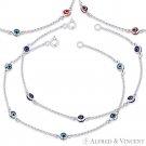 Evil Eye Turkish Nazar Greek Kabbalah 4mm Luck Charm Bracelet in 14k White Gold Evil Eye Turkish Nazar Greek Kabbalah 4mm Luck Charm Bracelet in 14k White Gold