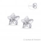 Orchid 5-Petal Flower Charm Stud Earrings in Oxidized Solid .925 Sterling Silver Orchid 5-Petal Flower Charm Stud Earrings in Oxidized Solid .925 Sterling Silver