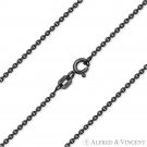 1.2mm Flat Cable Link Italian Chain Necklace 925 Sterling Silver & Black Rhodium