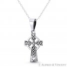 Irish Gaelic Celtic Knot Icovellavna Oxidized .925 Sterling Silver Cross Pendant
