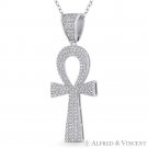 Ankh Cross Key-of-Life Egyptian CZ Crystal 925 Sterling Silver & Rhodium Pendant