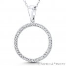 Circle Eternity CZ Crystal Pave Chunky Pendant in .925 Sterling Silver & Rhodium Circle Eternity CZ Crystal Pave Chunky Pendant in .925 Sterling Silver & Rhodium