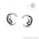 Crescent Moon & Star Celestial Charm 9x8mm Stud Earrings in .925 Sterling Silver Crescent Moon & Star Celestial Charm 9x8mm Stud Earrings in .925 Sterling Silver