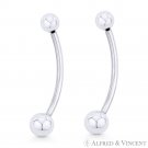 1.7" Curved Barbell .925 Sterling Silver Drop Earrings w/ 6mm & 8mm Ball Beads 1.7" Curved Barbell .925 Sterling Silver Drop Earrings w/ 6mm & 8mm Ball Beads