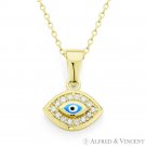 Evil Eye Bead Nazar Charm Pendant in .925 Sterling Silver w/ 14k Yellow Gold GP