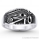Eye of Ra Horus Egyptian Udjat Wedjat .925 Sterling Silver Egypt Luck Charm Ring