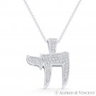 Chai Life CZ Crystal Jewish Hebrew .925 Sterling Silver Rhodium Necklace Pendant Chai Life CZ Crystal Jewish Hebrew .925 Sterling Silver Rhodium Necklace Pendant
