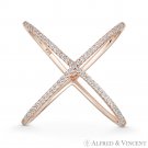 Criss-Cross CZ Crystal Right-Hand X-Ring .925 Sterling Silver w/ 14k Rose Gold Criss-Cross CZ Crystal Right-Hand X-Ring .925 Sterling Silver w/ 14k Rose Gold
