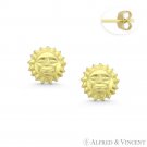 Smiling Face Sun Beach Summer Celestial Charm 14k Yellow Gold Boho Stud Earrings Smiling Face Sun Beach Summer Celestial Charm 14k Yellow Gold Boho Stud Earrings