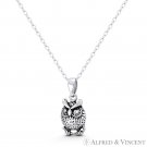 Baby Owl Bird Charm Animism Jewelry Boho Pendant in Oxidized 925 Sterling Silver Baby Owl Bird Charm Animism Jewelry Boho Pendant in Oxidized 925 Sterling Silver