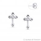 St. Thomas' Medieval Cross Charm Stud Earrings in Oxidized .925 Sterling Silver