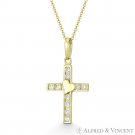 Heart & Christian Cross CZ Crystal 20x10mm Love Pendant in Solid 14k Yellow Gold