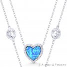Blue Lab-Opal CZ Crystal 925 Sterling Silver Heart Pendant Love Charm & Necklace Blue Lab-Opal CZ Crystal 925 Sterling Silver Heart Pendant Love Charm & Necklace