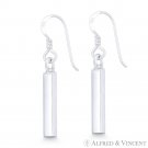 Straight Rectangle Bar Solid 31mm Dangling Hook Earrings in .925 Sterling Silver