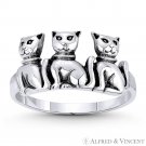 3-Cat Clowder Spirit Animal Charm Independence Totem Ring in 925 Sterling Silver 3-Cat Clowder Spirit Animal Charm Independence Totem Ring in 925 Sterling Silver