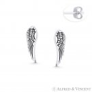 Angel's / Eagle's Wing Animal Charm Oxidized .925 Sterling Silver Stud Earrings