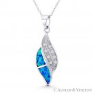 Twin Flame Charm Created Opal & CZ Crystal 925 Sterling Silver Statement Pendant Twin Flame Charm Created Opal & CZ Crystal 925 Sterling Silver Statement Pendant