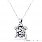 Sea Turtle Sealife Charm Boho Beachbum Pendant in Oxidized .925 Sterling Silver Sea Turtle Sealife Charm Boho Beachbum Pendant in Oxidized .925 Sterling Silver