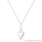 Pillow Heart Love Charm Italy .925 Sterling Silver Reversible 3D 17x9mm Pendant