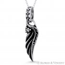 Guardian Angel Eagle Wing Antique-Finished .925 Sterling Silver Necklace Pendant