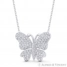 Butterfly CZ Crystal Animal Insect Charm Necklace Pendant in 925 Sterling Silver Butterfly CZ Crystal Animal Insect Charm Necklace Pendant in 925 Sterling Silver