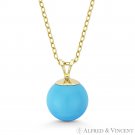 Blue Turquoise 5mm to 10mm Ball Solitaire Rabbit-Ear Pendant in 14k Yellow Gold Blue Turquoise 5mm to 10mm Ball Solitaire Rabbit-Ear Pendant in 14k Yellow Gold