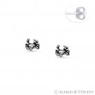 Cancer the Crab Zodiac Sign Charm Stud Earrings in Oxidized .925 Sterling Silver