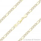 2.8mm Figaro Pave Link .925 Sterling Silver 14k Yellow Gold Italy Chain Bracelet 2.8mm Figaro Pave Link .925 Sterling Silver 14k Yellow Gold Italy Chain Bracelet