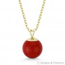 Red Sea Coral Ball Bead Solitaire 14k Yellow Gold Pendant & Cable Chain Necklace Red Sea Coral Ball Bead Solitaire 14k Yellow Gold Pendant & Cable Chain Necklace