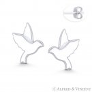 Flying Dove Couple Bird Animal Life Love Charm Stud Earrings 925 Sterling Silver
