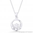 Irish Claddagh Heart Celtic Luck Charm Necklace & Pendant in 925 Sterling Silver