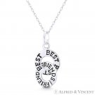 Heart Charm & I Love You To The Moon & Back Oxidized 925 Sterling Silver Pendant