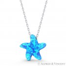 Blue Lab Opal Starfish Sealife Animal Charm 925 Sterling Silver Necklace Pendant