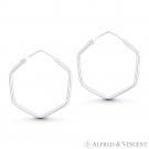 6-Sided Hexagon Lightweight Tube 32x31x2mm Hoop Earrings in .925 Sterling Silver 6-Sided Hexagon Lightweight Tube 32x31x2mm Hoop Earrings in .925 Sterling Silver
