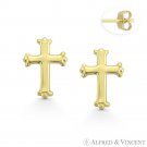 St. Thomas Botonee Medieval Cross 14k Yellow Gold Christian Charm Stud Earrings