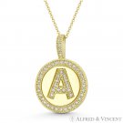 Initial Letter "A" Halo CZ Crystal Pave 14k Yellow Gold 19x13mm Necklace Pendant Initial Letter "A" Halo CZ Crystal Pave 14k Yellow Gold 19x13mm Necklace Pendant