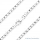 3.6mm Round Box Link Italian Chain Necklace .925 Italy Sterling Silver w Rhodium