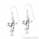 Guardian Angel Winged Cherub Charm Dangling Hook Earrings in 925 Sterling Silver