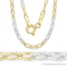 2.5mm Paper Clip Cable Link Rhodium & 14k Yellow GP 925 Sterling Silver Necklace