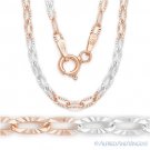 2.5mm Paper Clip Cable Link Rhodium & 14k Rose GP .925 Sterling Silver Necklace