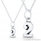 Tiny Number "2" Two 15x6mm Charm / Pendant in Oxidized Solid .925 Sterling Silve Tiny Number "2" Two 15x6mm Charm / Pendant in Oxidized Solid .925 Sterling Silve